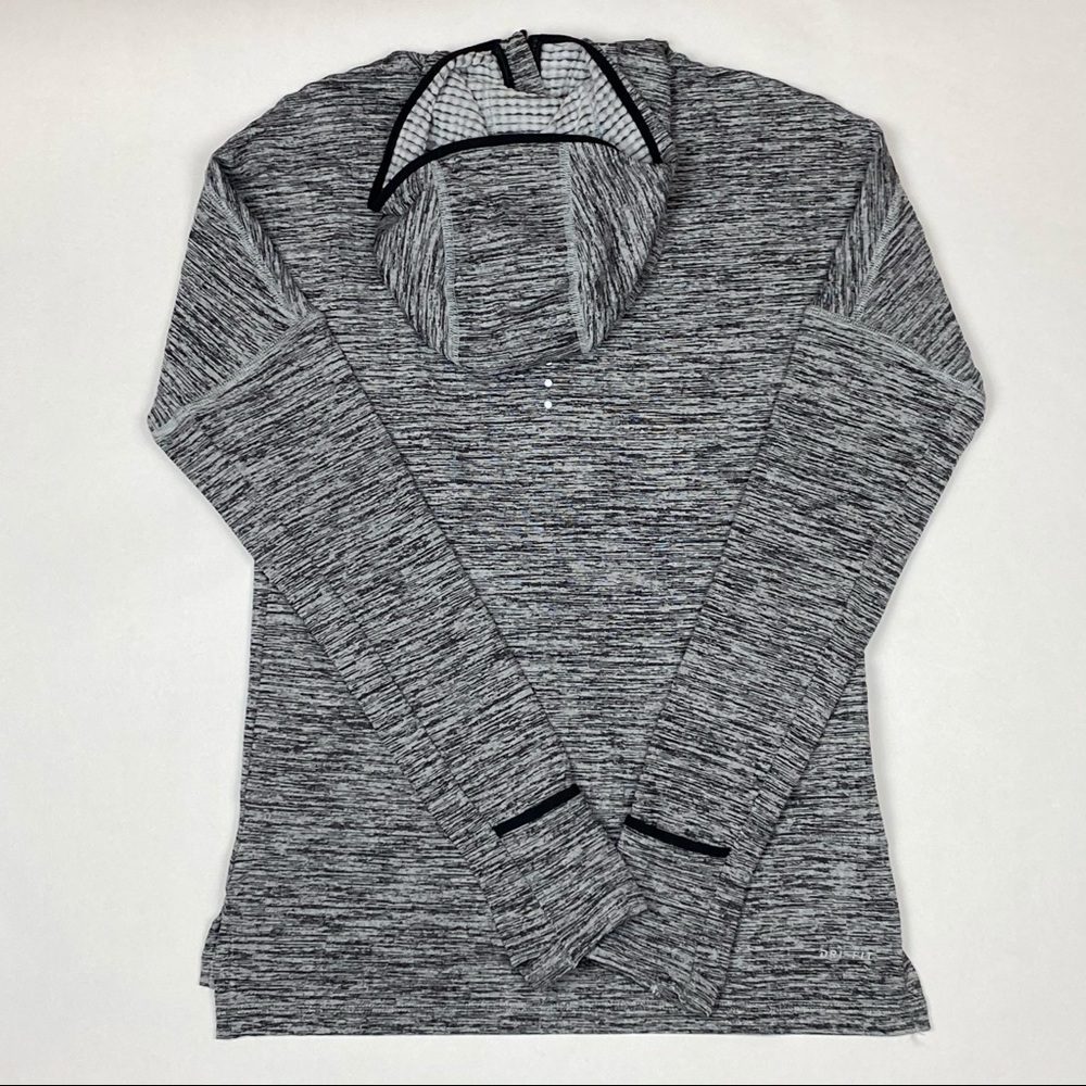 Nike Black Heather Therma Sphere Element L/S ZipRunning Hood XS - Picture 12 of 13